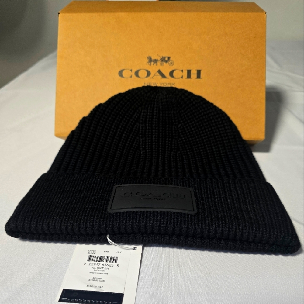 Coach Hat Kint Beanie Black